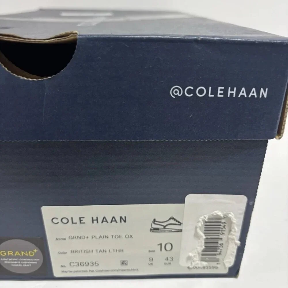 Cole Haan Men’s Grand+ Plain Toe Oxford Tan, Size 10 M